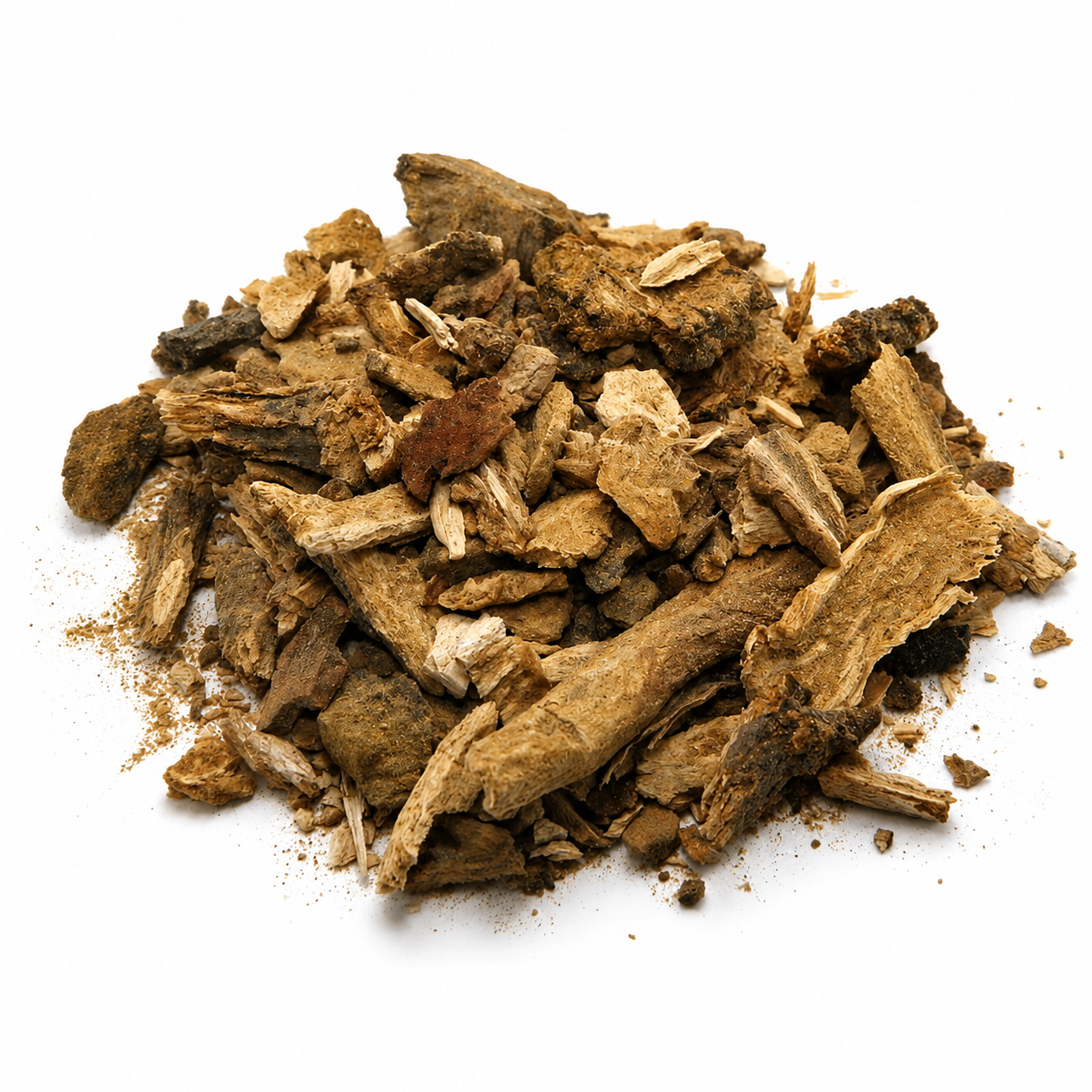 Pile of Aikido Dit Da Jow Herbs on white background