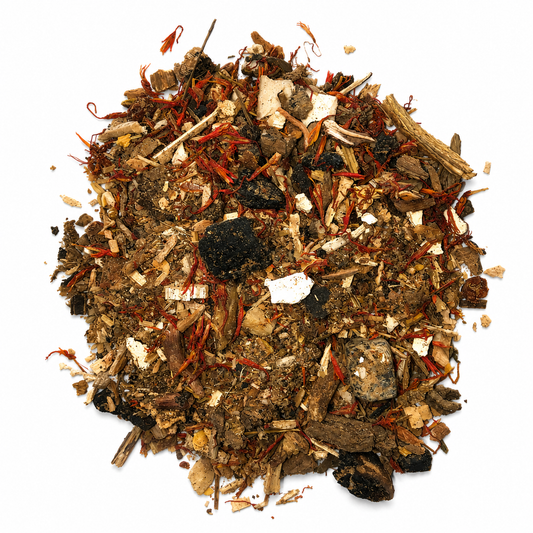 Pile of Chow Gar Southern Praying Mantis Dit Da Jow Herbs on white background