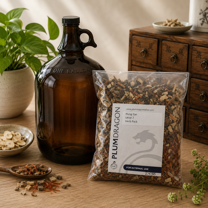 Hung Gar Herbs with 1 Gallon Jug on apothecary counter