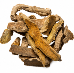 Pile of Jiang Huang (Turmeric Rhizome) herb on white background