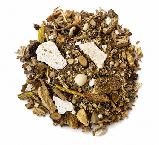 Pile of Shanghan Lun Defender Tea on white background