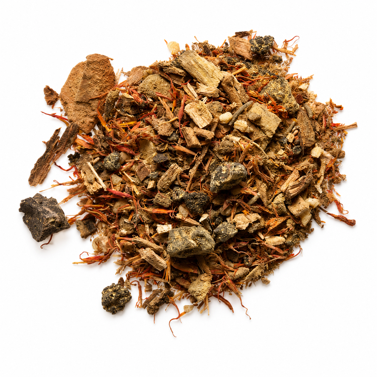 Pile of White Dragon Iron Palm Dit Da Jow Herbs on white background