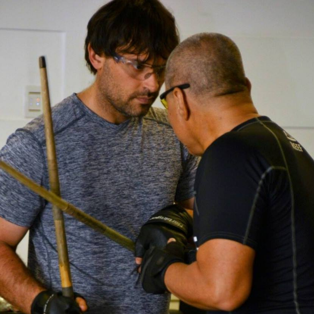 John Walker teaching Escrima stick fighting lessons