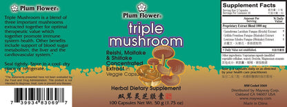 Triple Mushroom Capsules, 100 ct. - Plum Flower Brand